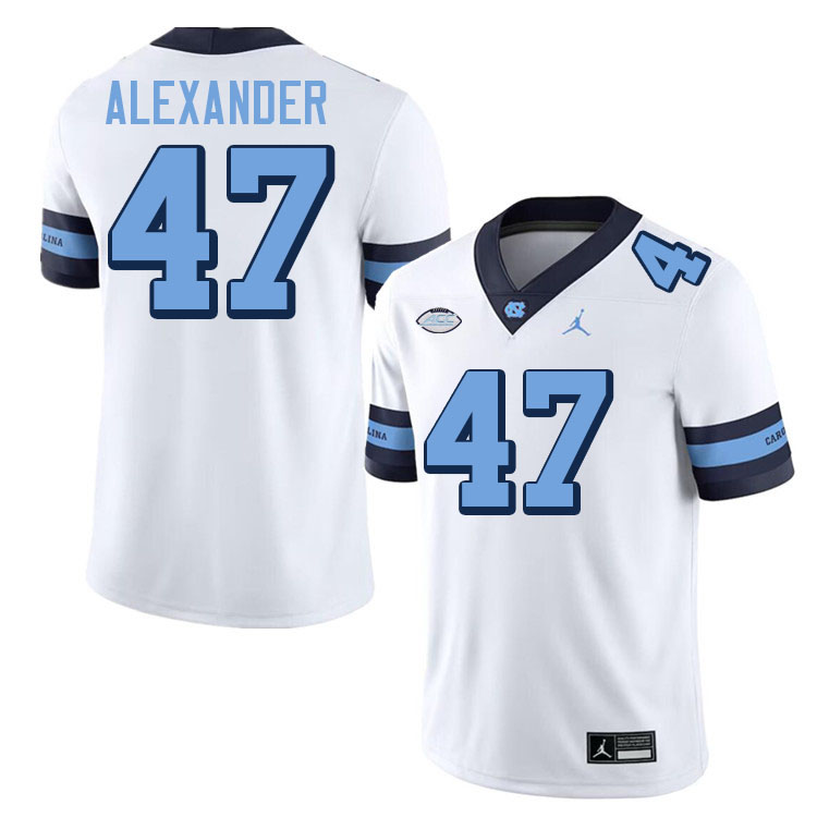 #47 Austin Alexander North Carolina Tar Heels College Football Jersey Stitched-Retro White